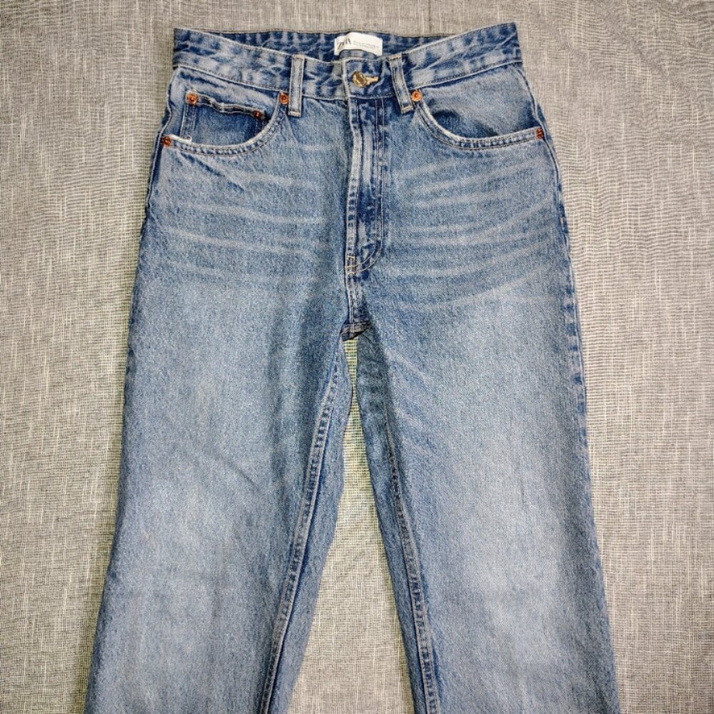 Zara Blue Straight Leg Jeans - Picture 2 of 13